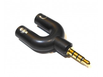3.5mm TRRS Microphone Headphone Y adapter: Black