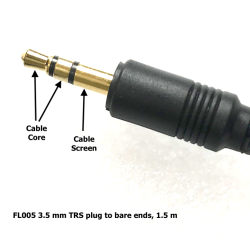 3.5 mm TRS plug to bare ends, 1.5 m