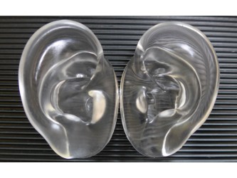 Binaural Head Ears, Extra Clear Silicone, Moulded (No holes)