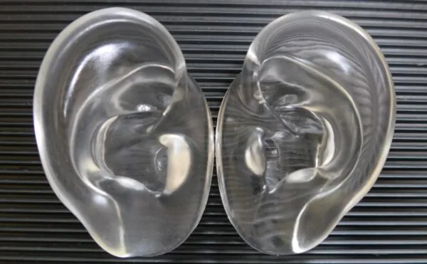 Binaural Head Ears, Silicone, Moulded, Extra Clear
