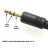 3.5 mm TRS plug to bare ends, 1.5 m