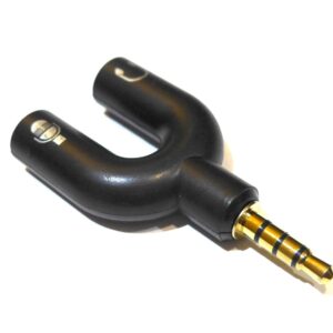 3.5mm TRRS Microphone Headphone Y adapter: Black