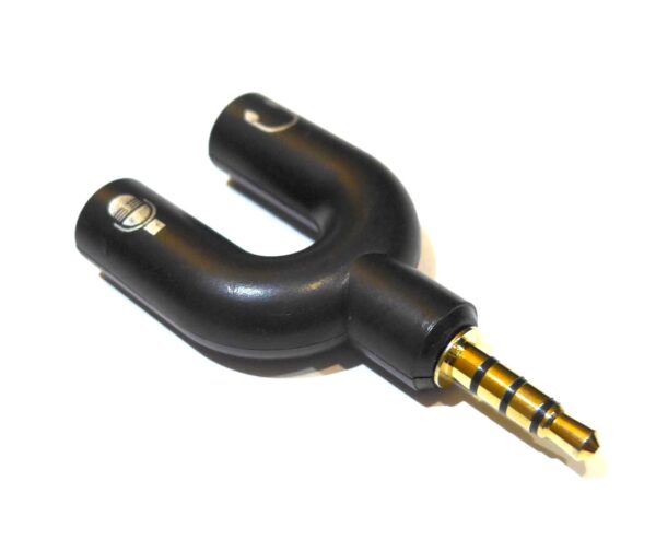 3.5mm TRRS Microphone Headphone Y adapter: Black