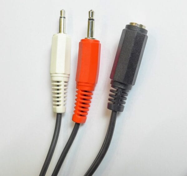 3.5mm Stereo Jack Socket to 2x 3.5mm Mono Jack Plugs Lead, 1.5m