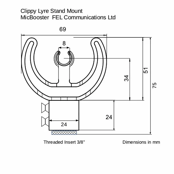 Clippy Lyre Stand Mount (single)