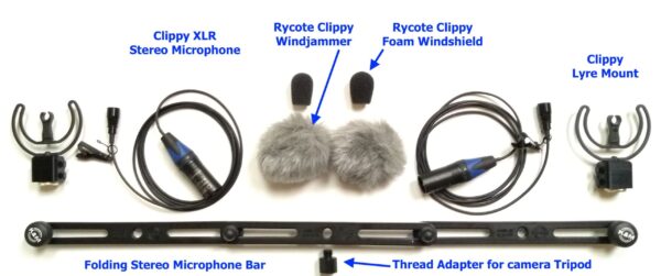 Stereo Field Recording Kit with XLR Clippy Microphones