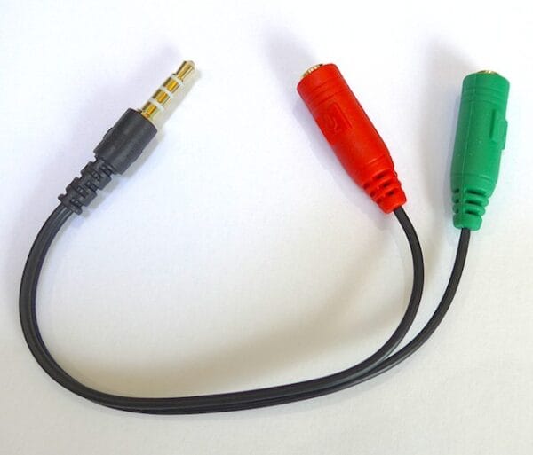 TRRS 3.5 mm Male Plug to Headphone & Microphone Adaptor