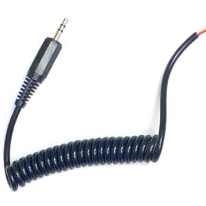 Coiled Cable, 3.5mm Stereo Straight Plug to Bare End, Black