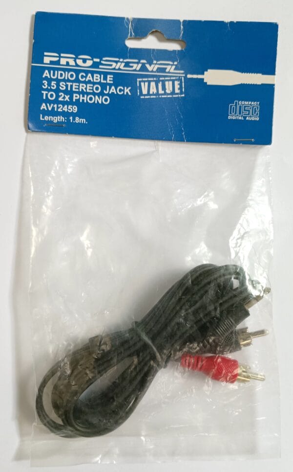 Pro-Signal AV12459 Audio Cable Jack to 2x Phono 1.8 m
