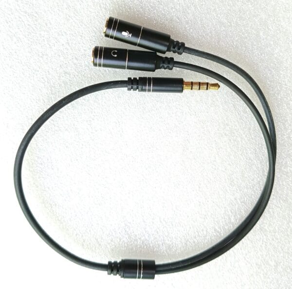 TRRS 3.5mm 4 Pole Headphone Splitter Jack to 2 x Stereo Sockets Cable 28 cm