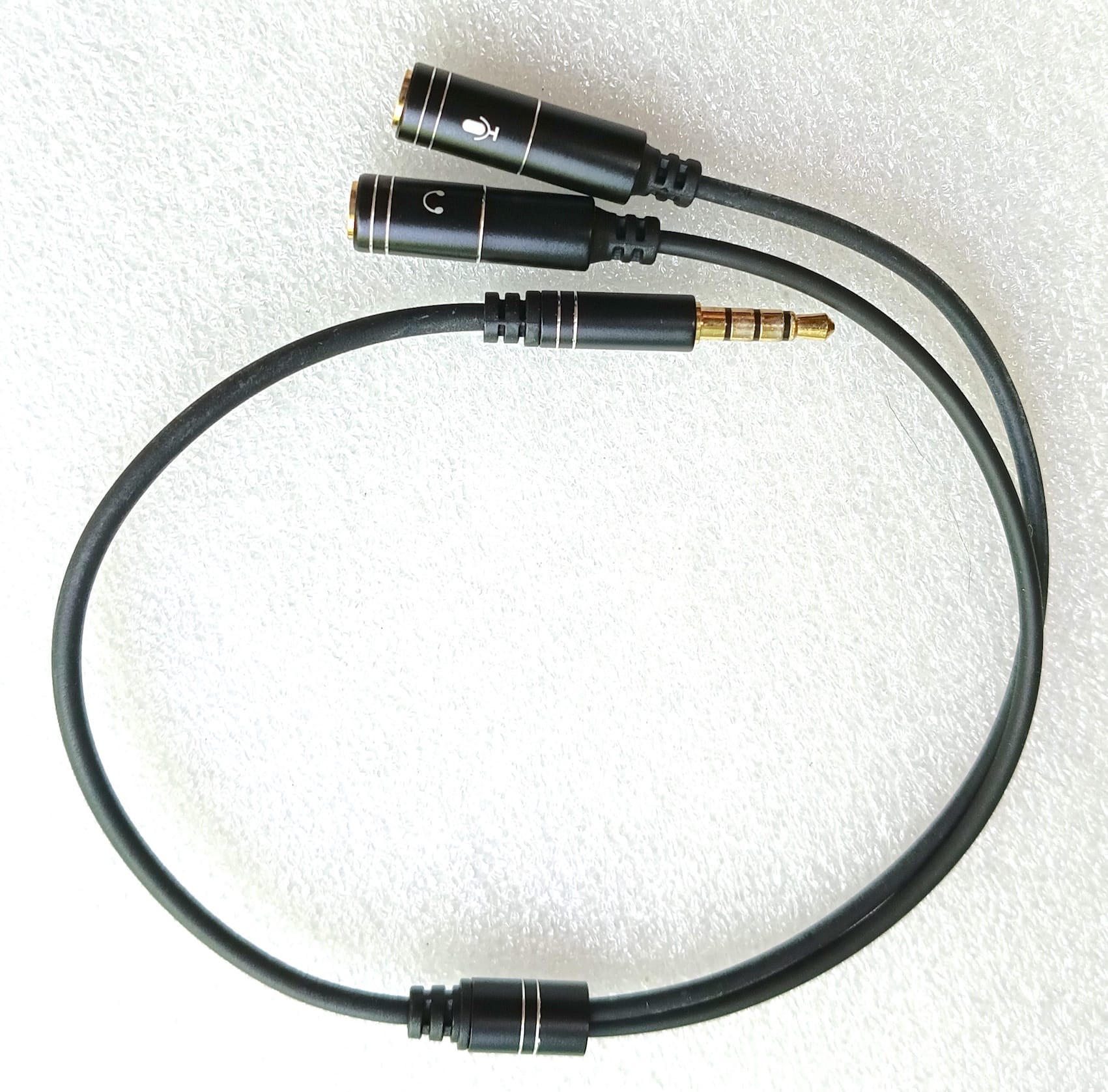 TRRS 3.5mm 4 Pole Headphone Splitter Jack to 2 x Stereo Sockets Cable 28 cm